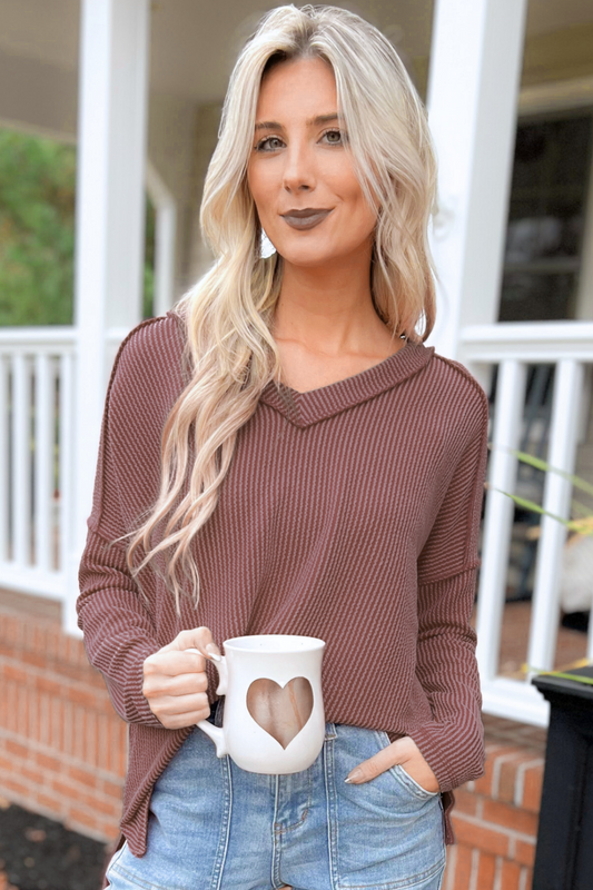 The Emily Corded Top, Brown (SHIPS IN 2-3 WEEKS)