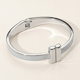 T-Bar Hinged Bangle Bracelet, Silver/Grey