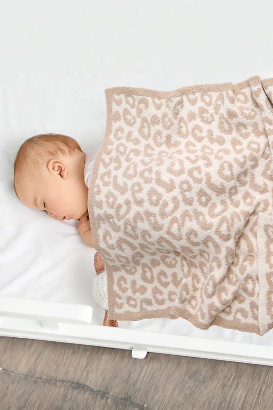 Comfy Luxe Children's Knit Blanket, OG Leo, Beige (SHIPS IN 1-2 WEEKS)