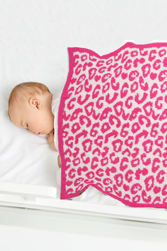 Comfy Luxe Children's Knit Blanket, OG Leo, Hot Pink (SHIPS IN 1-2 WEEKS)