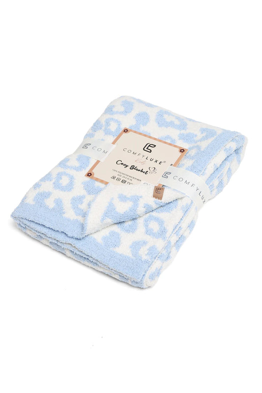 Comfy Luxe Children's Knit Blanket, OG Leo, Blue (SHIPS IN 1-2 WEEKS)