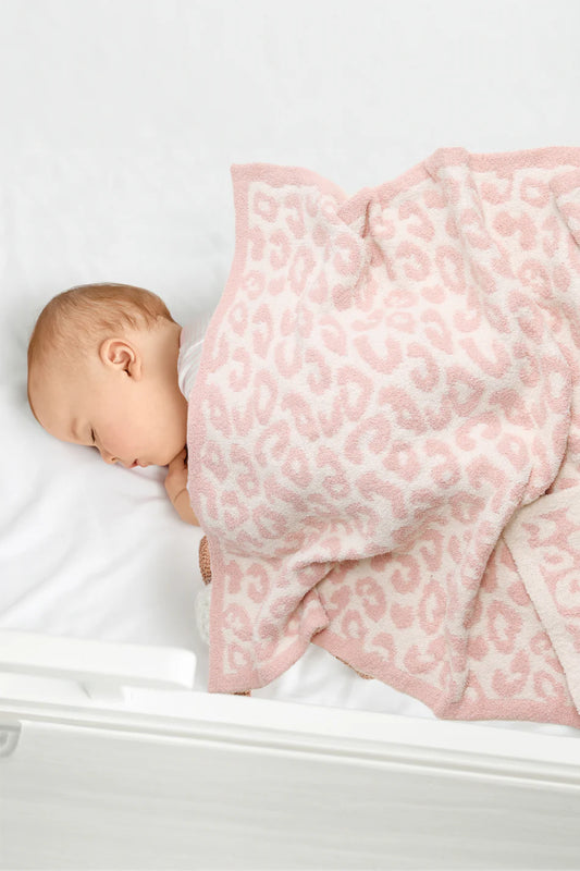 Comfy Luxe Children's Knit Blanket, OG Leo, Lt Pink (SHIPS IN 1-2 WEEKS)