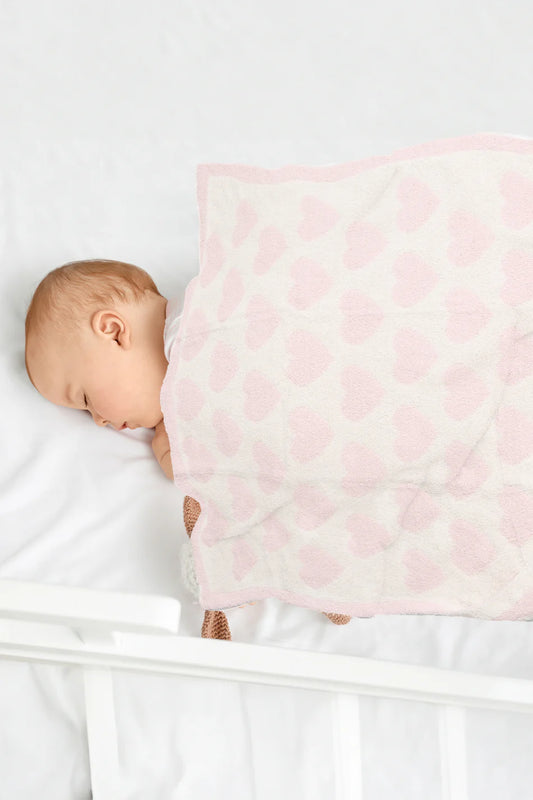 Comfy Luxe Children's Knit Blanket, Heart, Lt Pink (SHIPS IN 1-2 WEEKS)