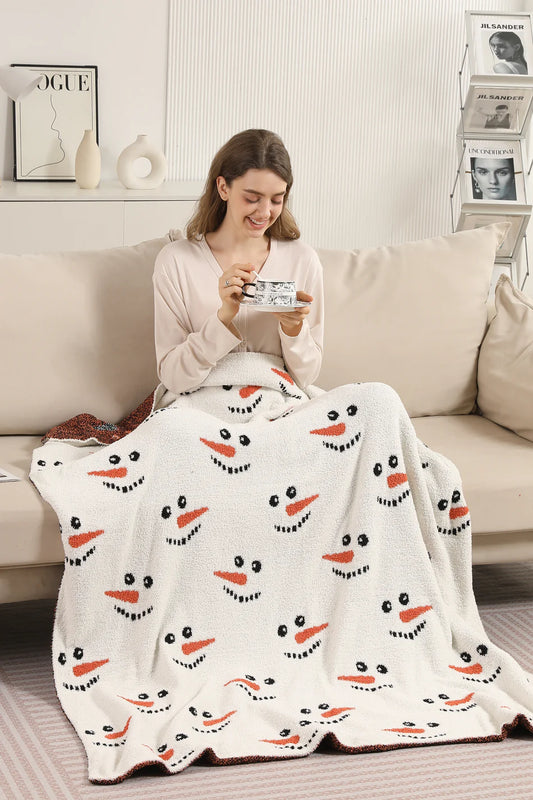 Comfy Luxe Solid Knit Blanket, Snowman Face (SHIPS IN 1-2 WEEKS)