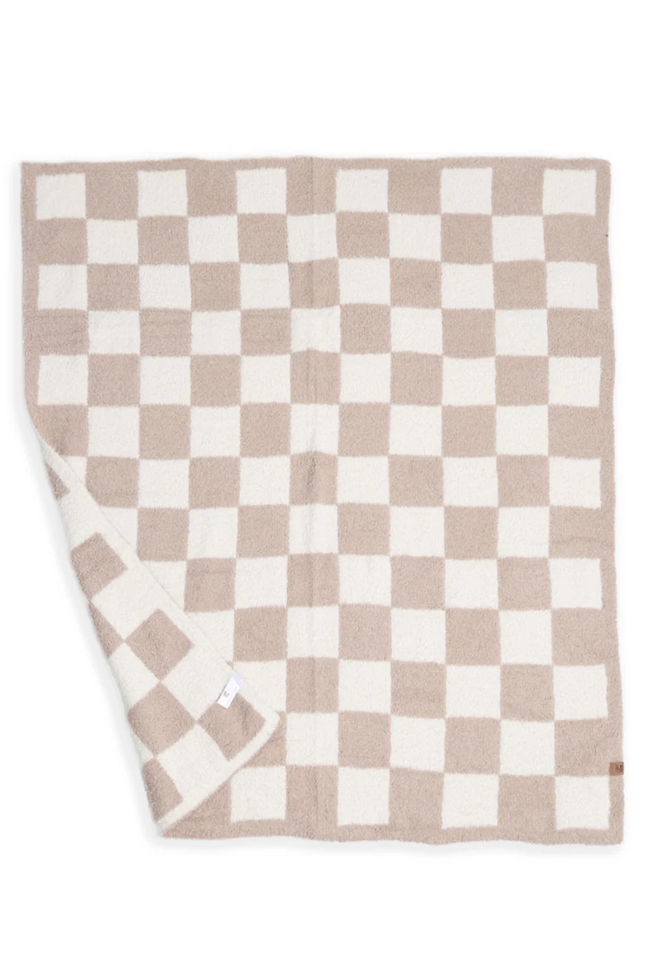 Comfy Luxe Children's Knit Blanket, Checkered, Beige (SHIPS IN 1-2 WEEKS)