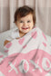 Comfy Luxe Children's Knit Blanket, Heart XOXO, Pink (SHIPS IN 1-2 WEEKS)