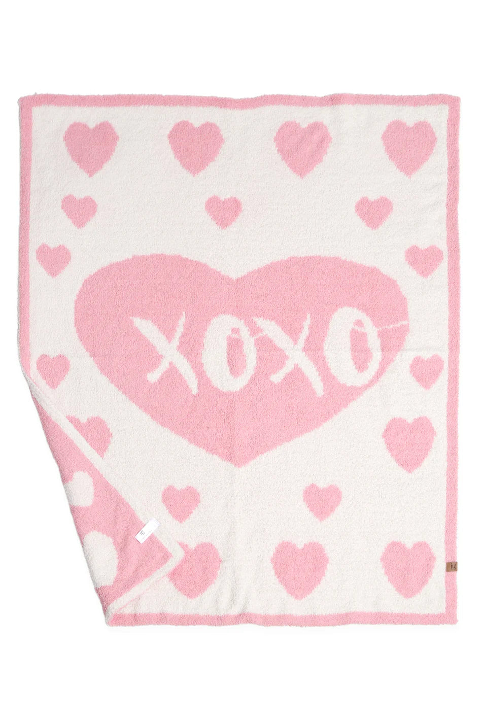 Comfy Luxe Children's Knit Blanket, Heart XOXO, Pink (SHIPS IN 1-2 WEEKS)