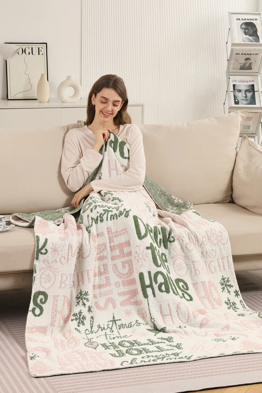 Comfy Luxe Solid Knit Blanket, Holiday Words (SHIPS IN 1-2 WEEKS)