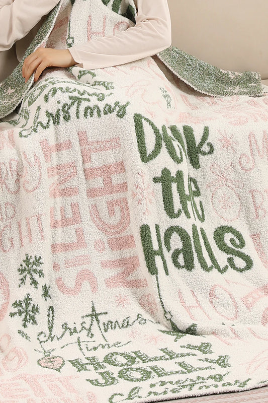 Comfy Luxe Solid Knit Blanket, Holiday Words (SHIPS IN 1-2 WEEKS)