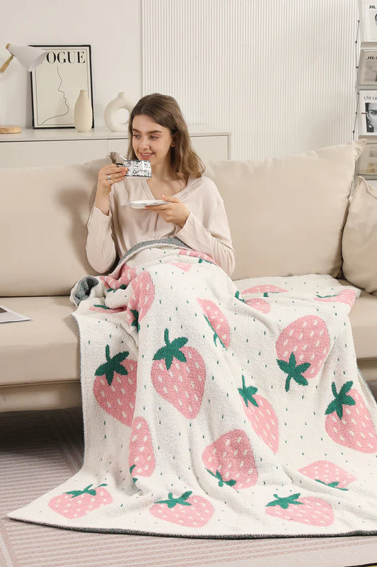 Comfy Luxe Solid Knit Blanket, Strawberry (SHIPS IN 1-2 WEEKS)