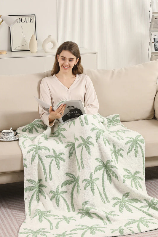 Comfy Luxe Solid Knit Blanket, Palm Trees (SHIPS IN 1-2 WEEKS)