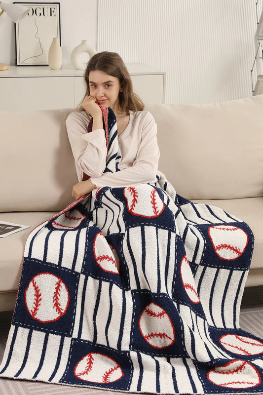 Comfy Luxe Solid Knit Blanket, Baseball Checkered (SHIPS IN 1-2 WEEKS)