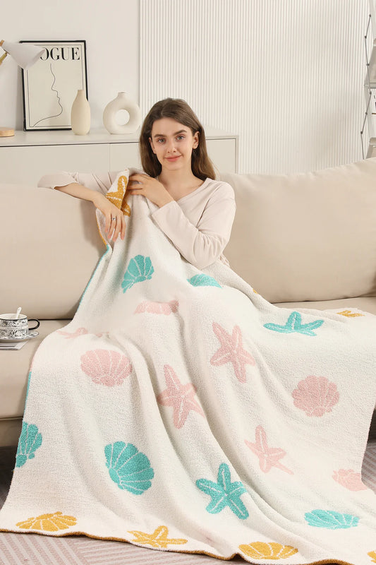 Comfy Luxe Solid Knit Blanket, Shell & Starfish (SHIPS IN 1-2 WEEKS)
