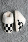 Comfy Luxe, Faux Fur Luxe Soft Mule Slipper, Checks, Black (SHIPS IN 1-2 WEEKS)