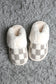 Comfy Luxe, Faux Fur Luxe Soft Mule Slipper, Checks, Grey (SHIPS IN 1-2 WEEKS)