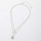 Sterling Silver Dipped CZ Accent Clover Pendant Layered Necklace, White