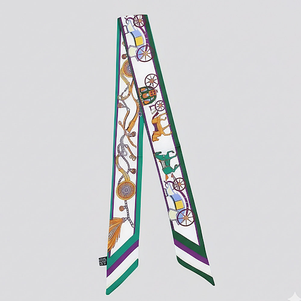 Vintage Carriage Pattern #2 Printed Twilly Skinny Scarf