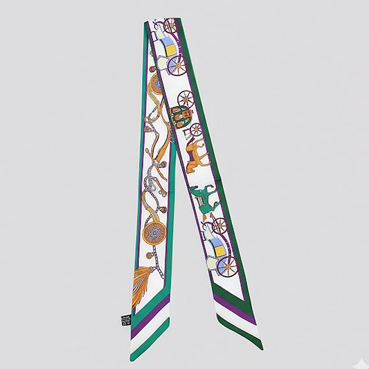 Vintage Carriage Pattern #2 Printed Twilly Skinny Scarf