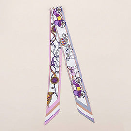 Vintage Carriage Pattern #2 Printed Twilly Skinny Scarf