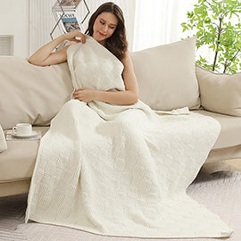 Comfy Luxe Solid Knit Blanket, Ivory (SHIPS IN 1-2 WEEKS)