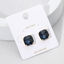 Square CZ Studs, Multiple Colors