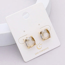 Square CZ Studs, Multiple Colors