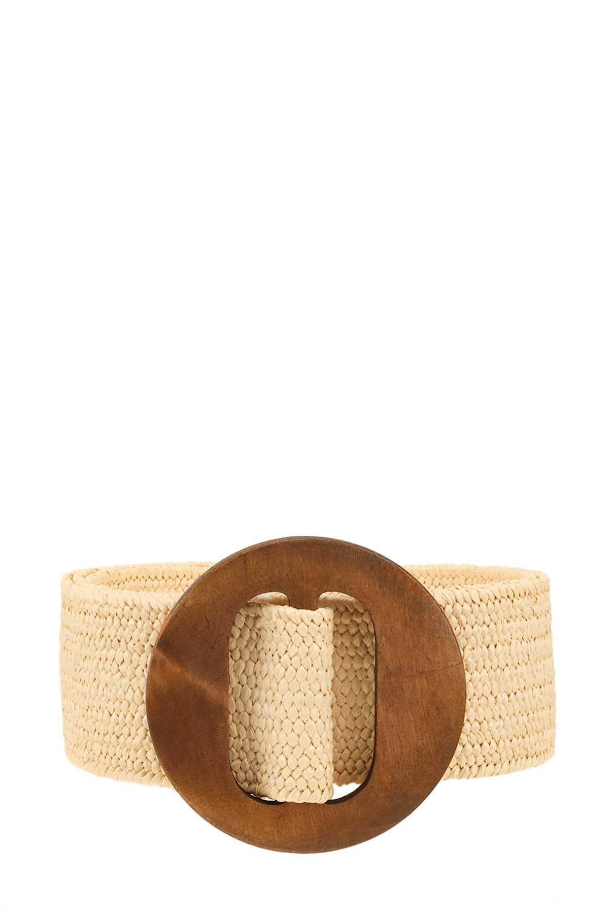 anbfashion - [RESTOCK] WOOD BUCKLE ELASTIC STRAW BELT