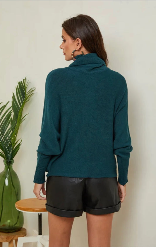 THE PERFECT CASHMERE BLEND TURTLENECK SWEATER, Dk Green (SHIPS IN 2-3 WEEKS)