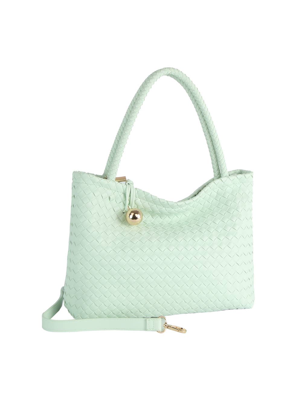 HR CORP - Ecostitch USA Women's Woven Shoulder Bag with Gold Accent