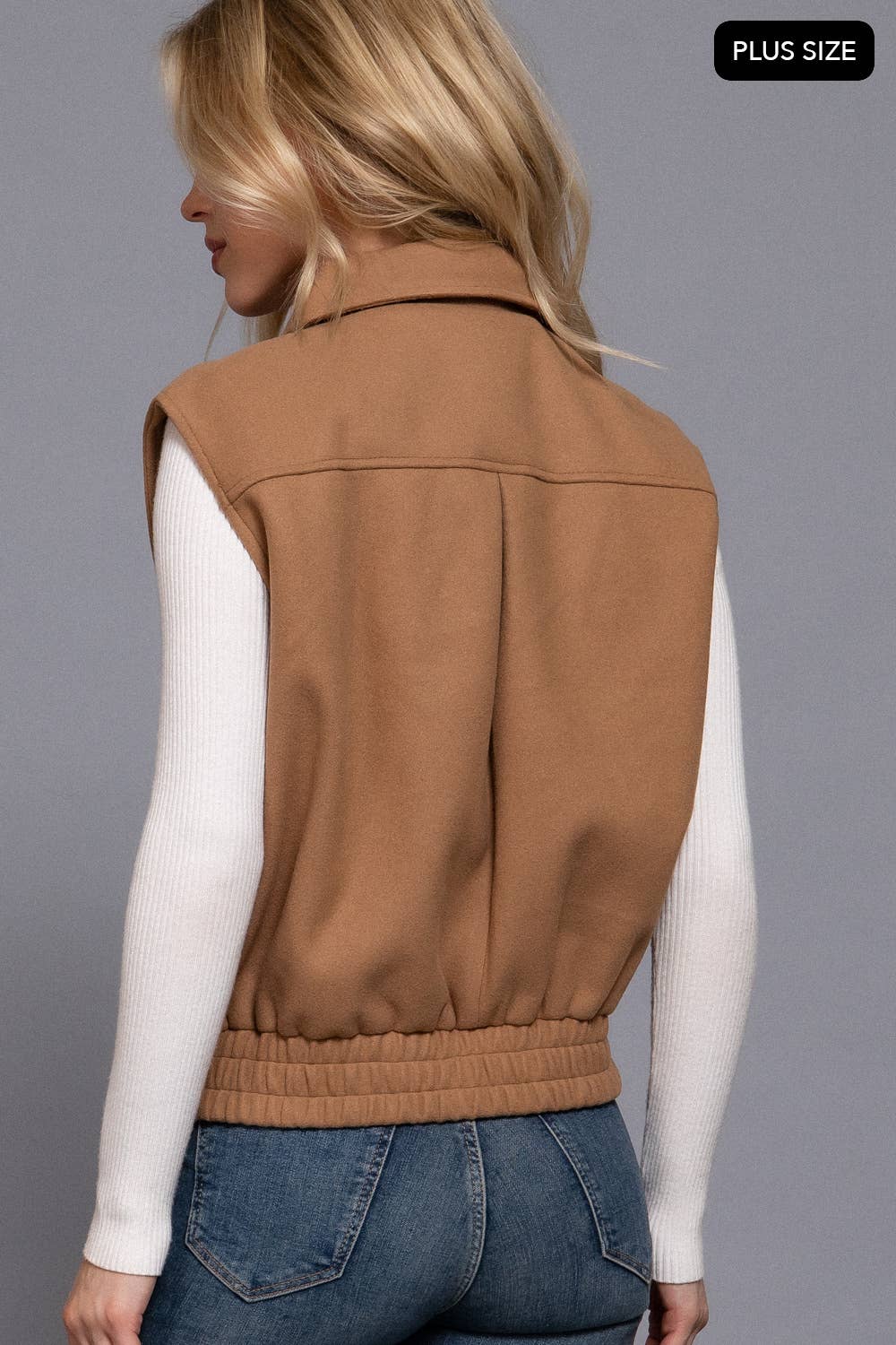 Active USA - Notched Collar Soft Felt Zip Up Vest