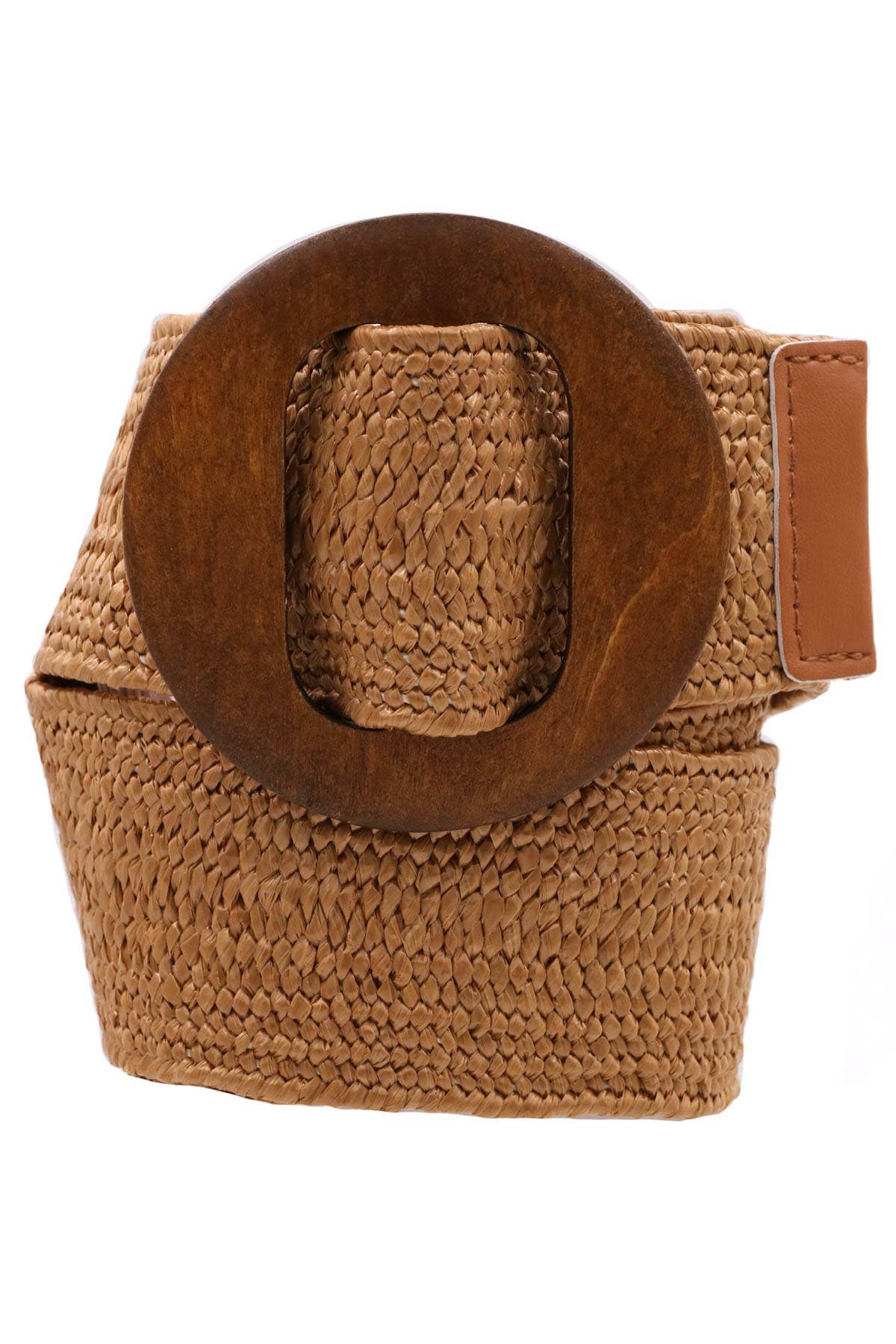 anbfashion - [RESTOCK] WOOD BUCKLE ELASTIC STRAW BELT