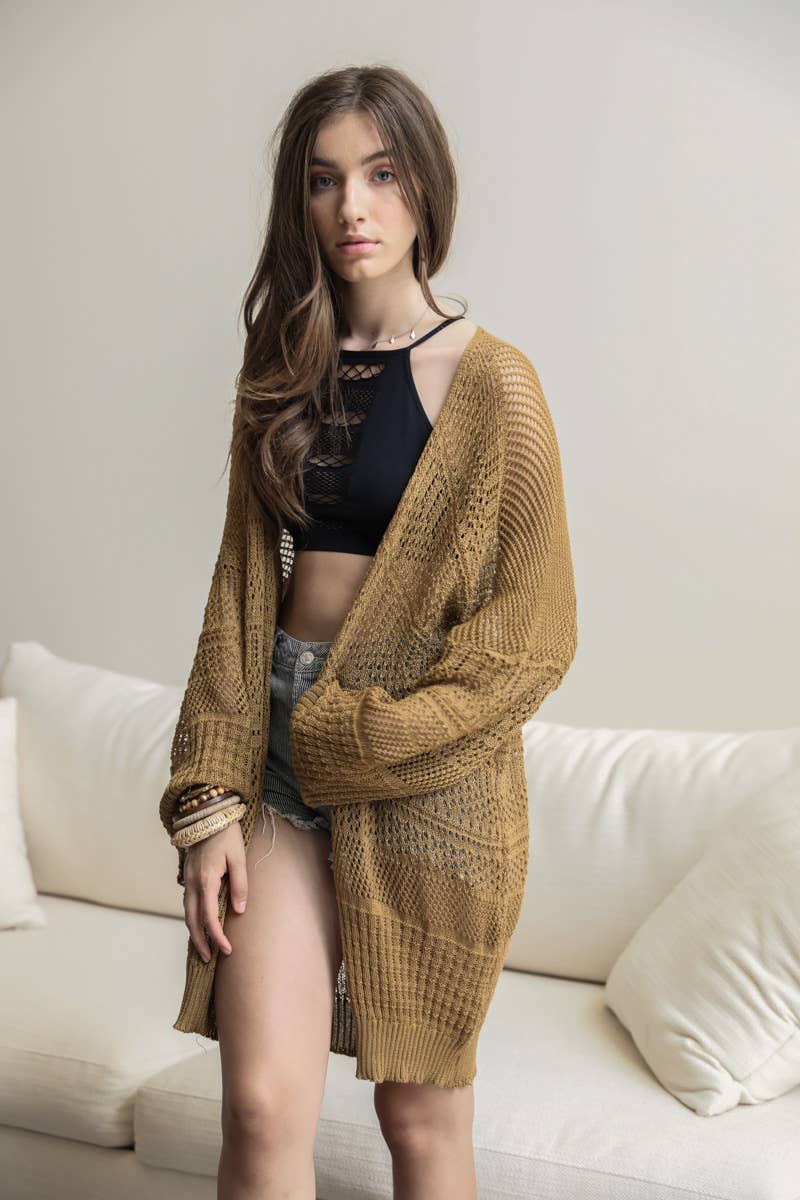Leto Accessories - Relaxed Fit Boutique Cardigan | Fashionable Netted Knit 🌟