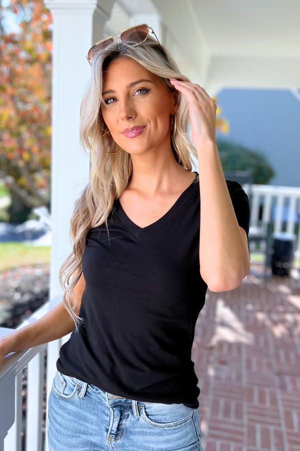 Simple As That Cotton Tee  - V-Neck   (SHIPS IN 1-2 WEEKS)