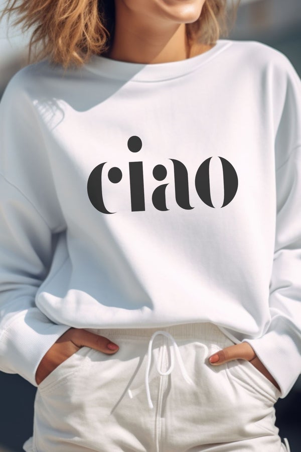 Ciao Sweatshirt, Super Soft, Charcoal or White