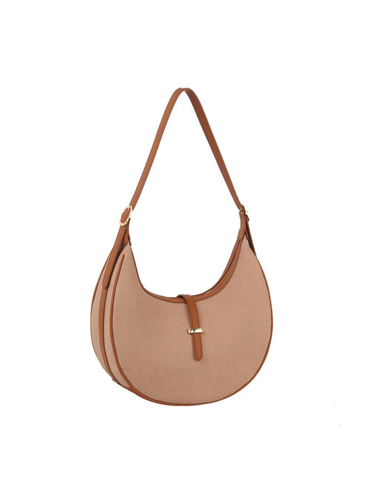 HR CORP - Calin collection Canvas Vegan Leather Crescent Shoulder bag