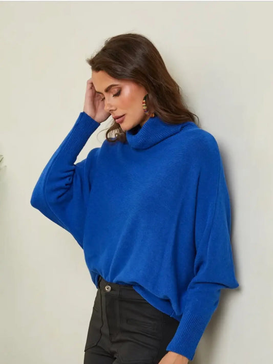 THE PERFECT CASHMERE BLEND TURTLENECK SWEATER, Royal Blue (SHIPS IN 2-3 WEEKS)