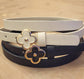 anbfashion - Duo Slim Simple Chic Clover Flower Buckle Leather Belt Set