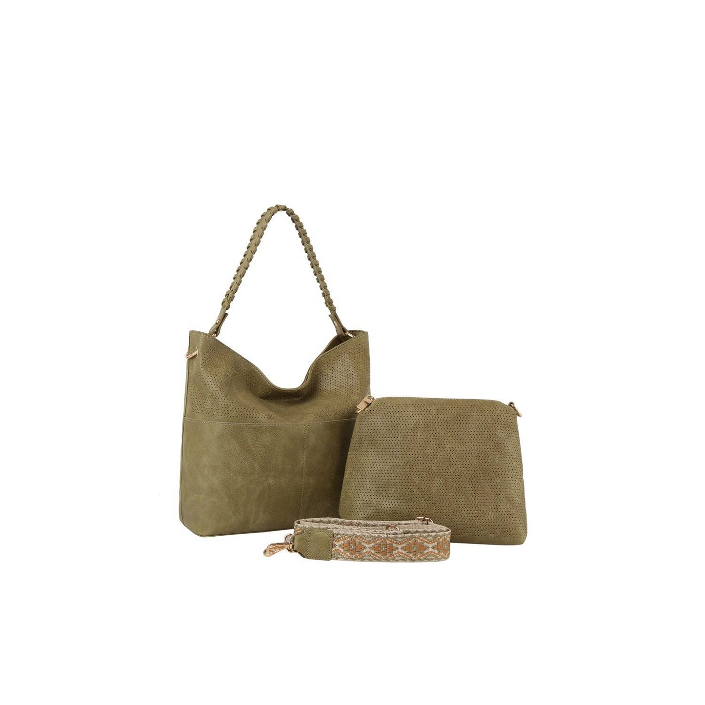 HR CORP - Calin 2in1 weaving top handle slouchy hobo