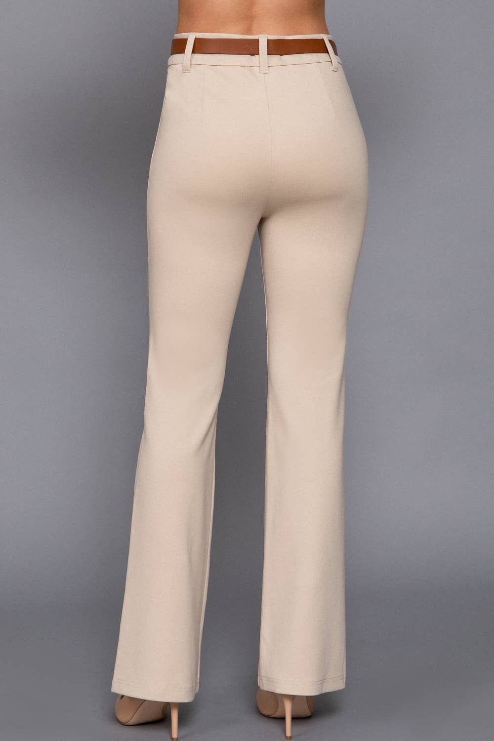 Active Basic | Active USA - Semi Flare Ponte Pants with Leather Belt