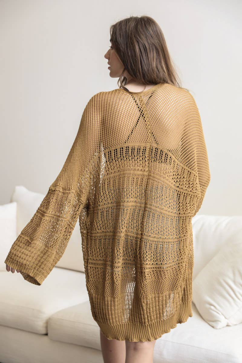 Leto Accessories - Relaxed Fit Boutique Cardigan | Fashionable Netted Knit 🌟