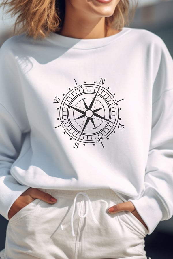 Compass Sweatshirt, Super Soft, Charcoal or White