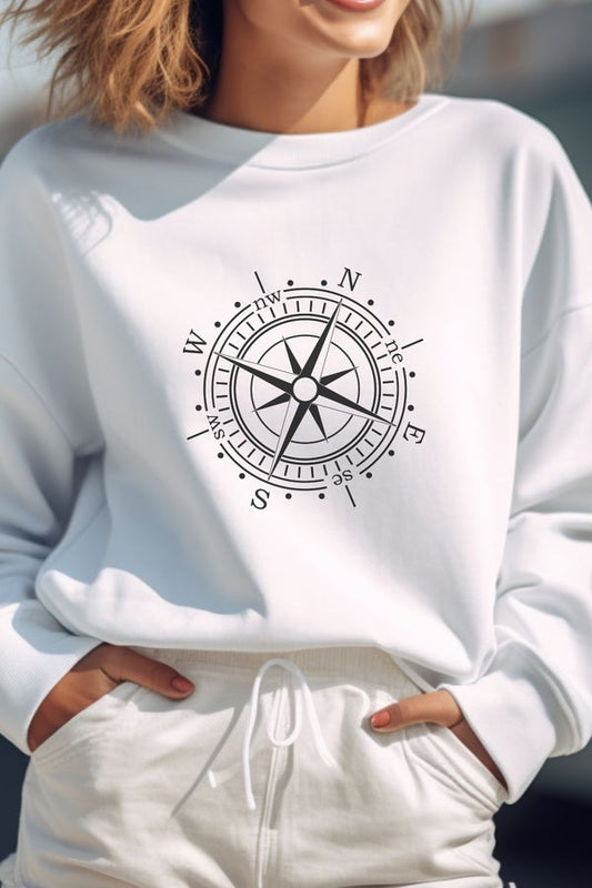 Compass Sweatshirt, Super Soft, Charcoal or White