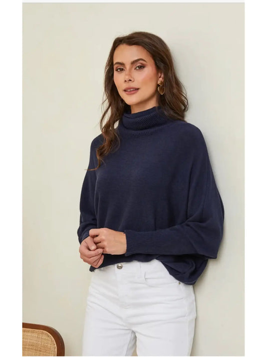 THE PERFECT CASHMERE BLEND TURTLENECK SWEATER, Navy (SHIPS IN 2-3 WEEKS)