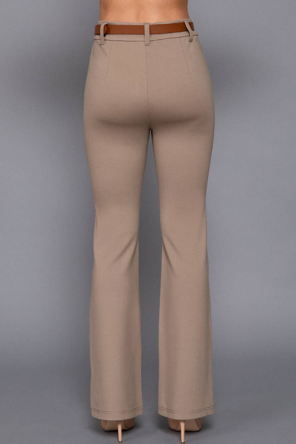 Active Basic | Active USA - Semi Flare Ponte Pants with Leather Belt