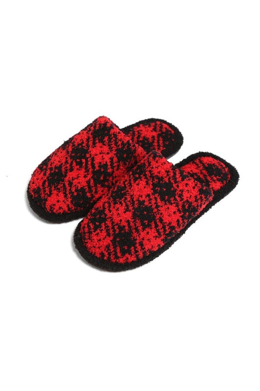Comfy Luxe Buff Check Slippers, Red or White